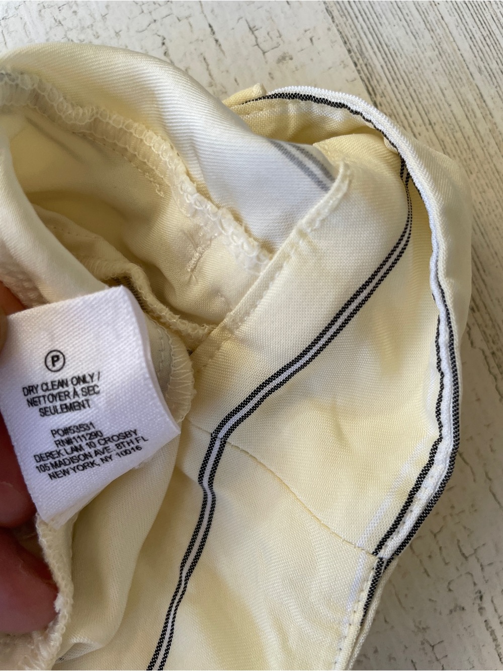 Derek Lam Light Yellow Wide-Leg Pants with Black & White Pinstripes SZ 8 EUC - Picture 12 of 15
